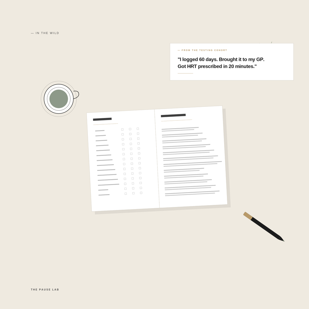 Lifestyle scene — workbook in use at the kitchen table