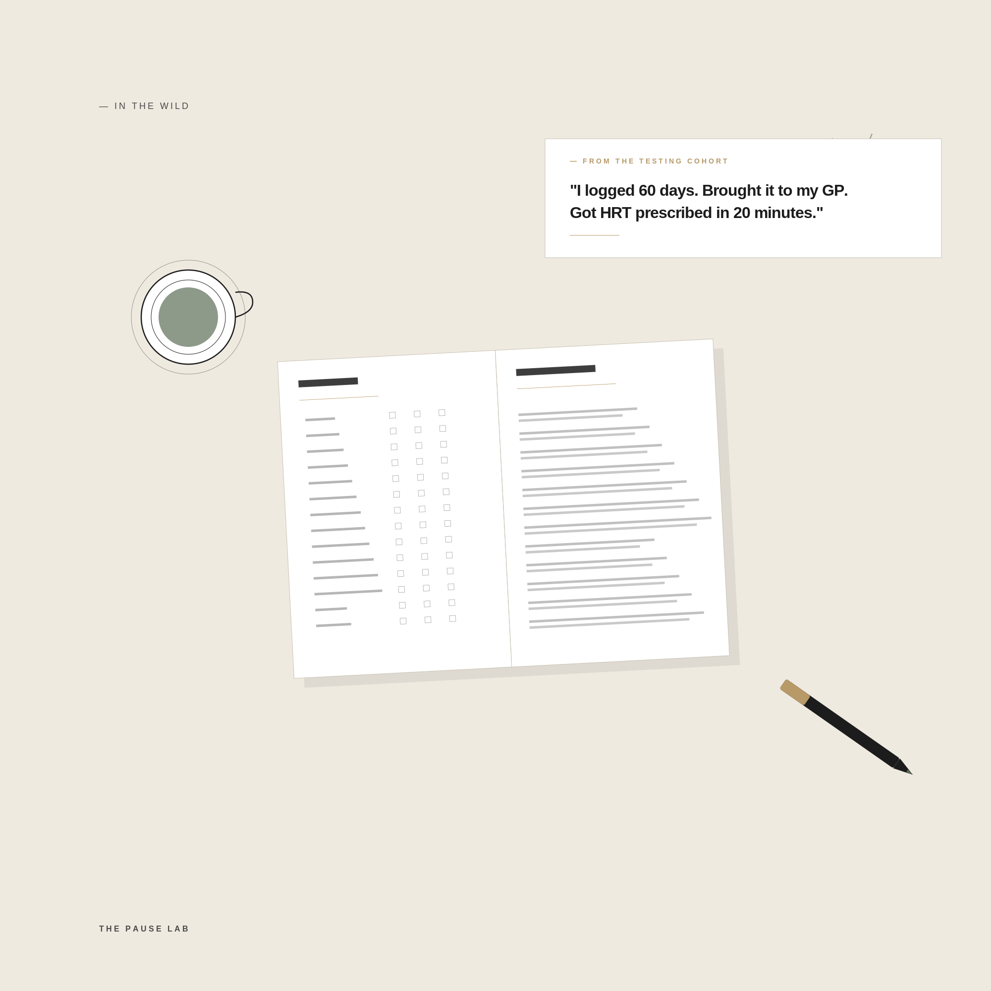 Lifestyle scene — workbook in use at the kitchen table