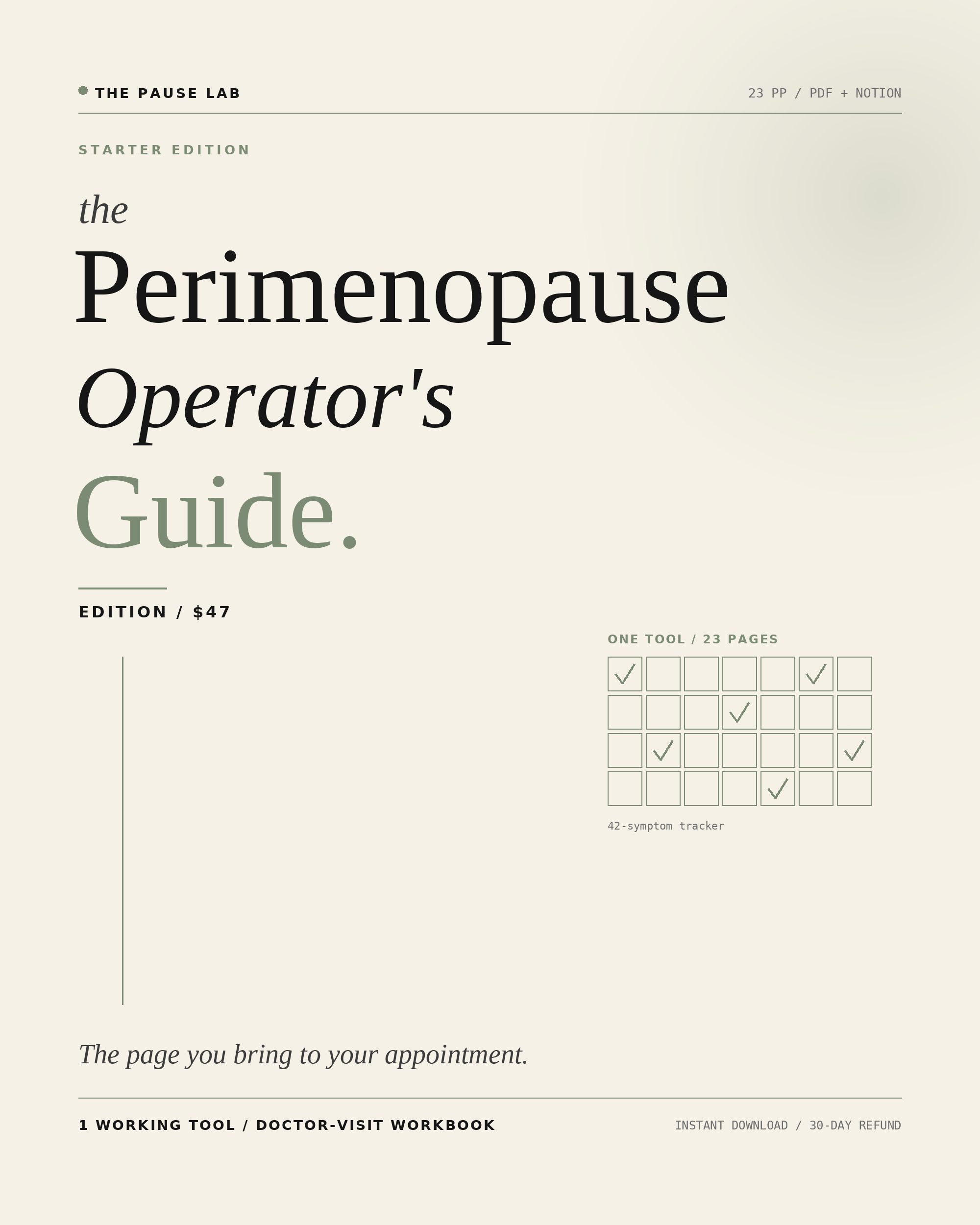 The Perimenopause Operator's Guide — Starter Edition cover
